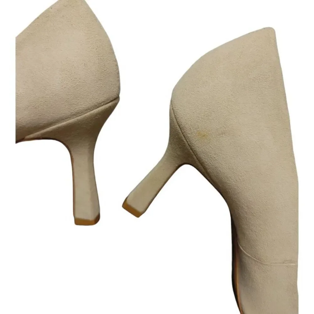 Anita Nubuck Pointed Toe Pumps by Salone Monet Light Cream Sz 9.5M - Picture 7 of 11